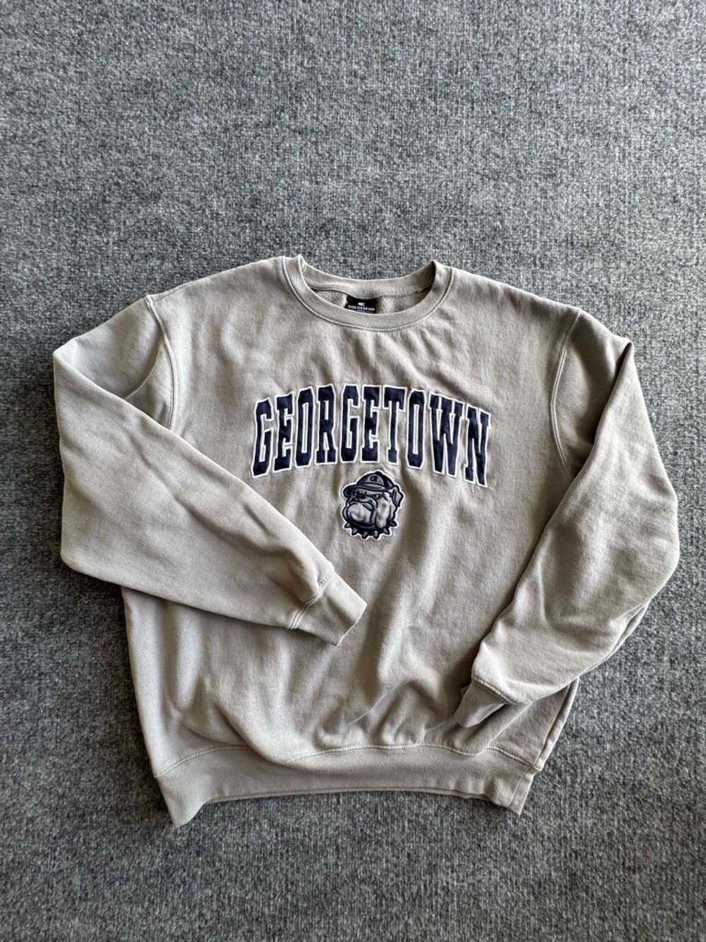 Georgetown University Bulldogs Logo Sweatshirt Coloseum LARGE Gray and Blue